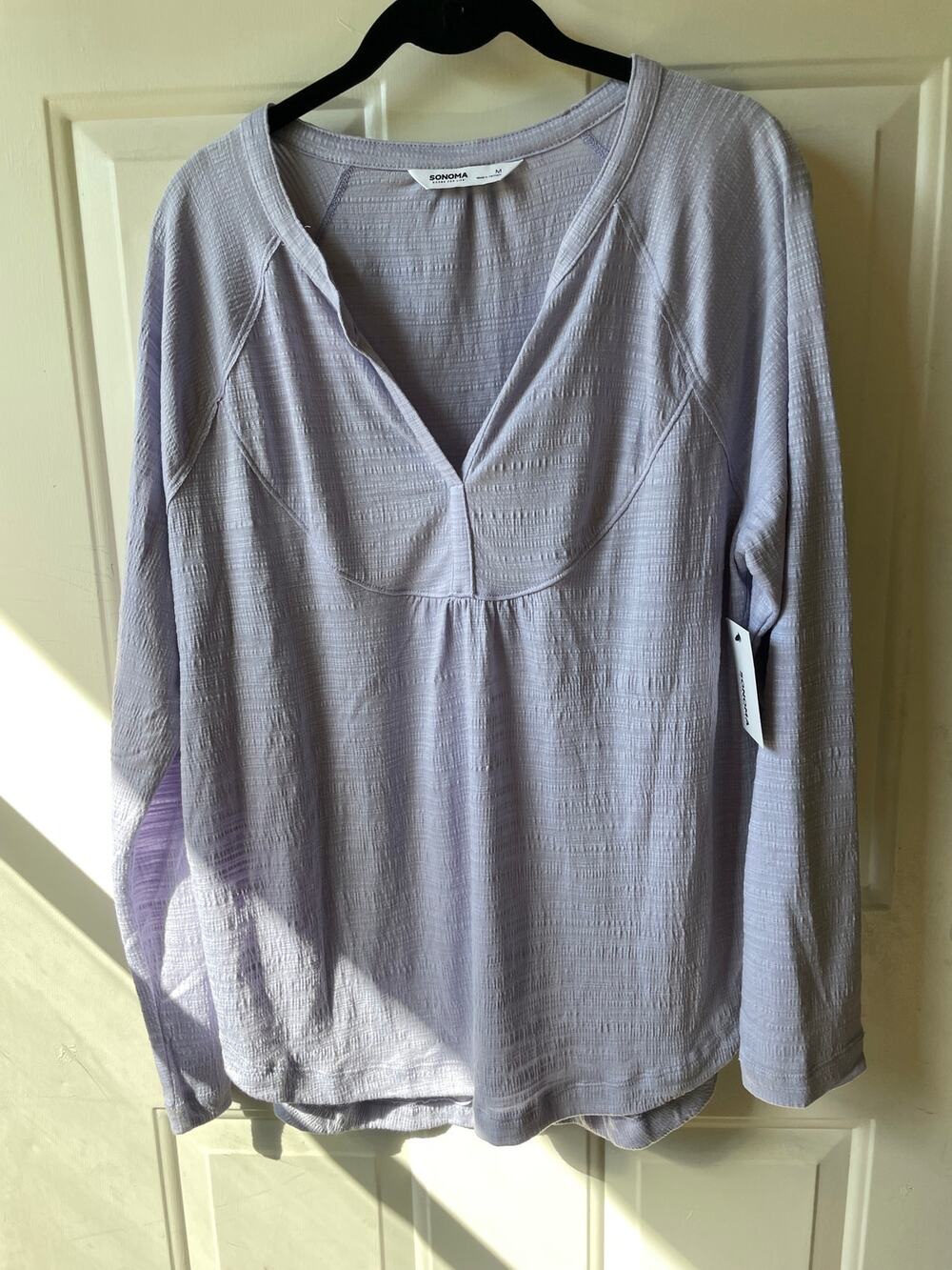 Somoma Goods for Life Womens L/S Textured Top Size M Color Lilac Made in Vietnam
